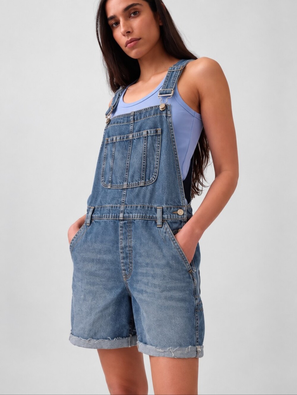 ❤️ GAP 90's LOOSE DENIM SHORTALLS, LARGE (12 - 14)